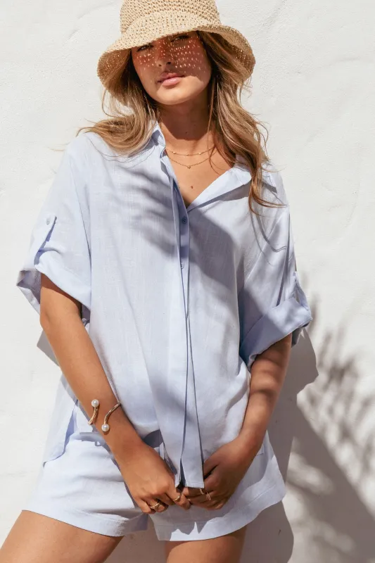 Shelley Short Sleeve Shirt - Pale Blue made by Petal & Pup