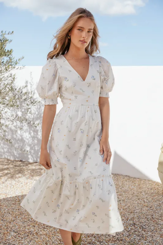 Steele Puff Sleeve Midi Dress - Floral made by Petal & Pup