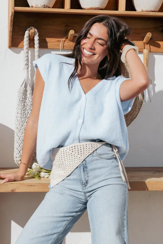 Mariana Knit Vest - Pale Blue sold by Petal & Pup