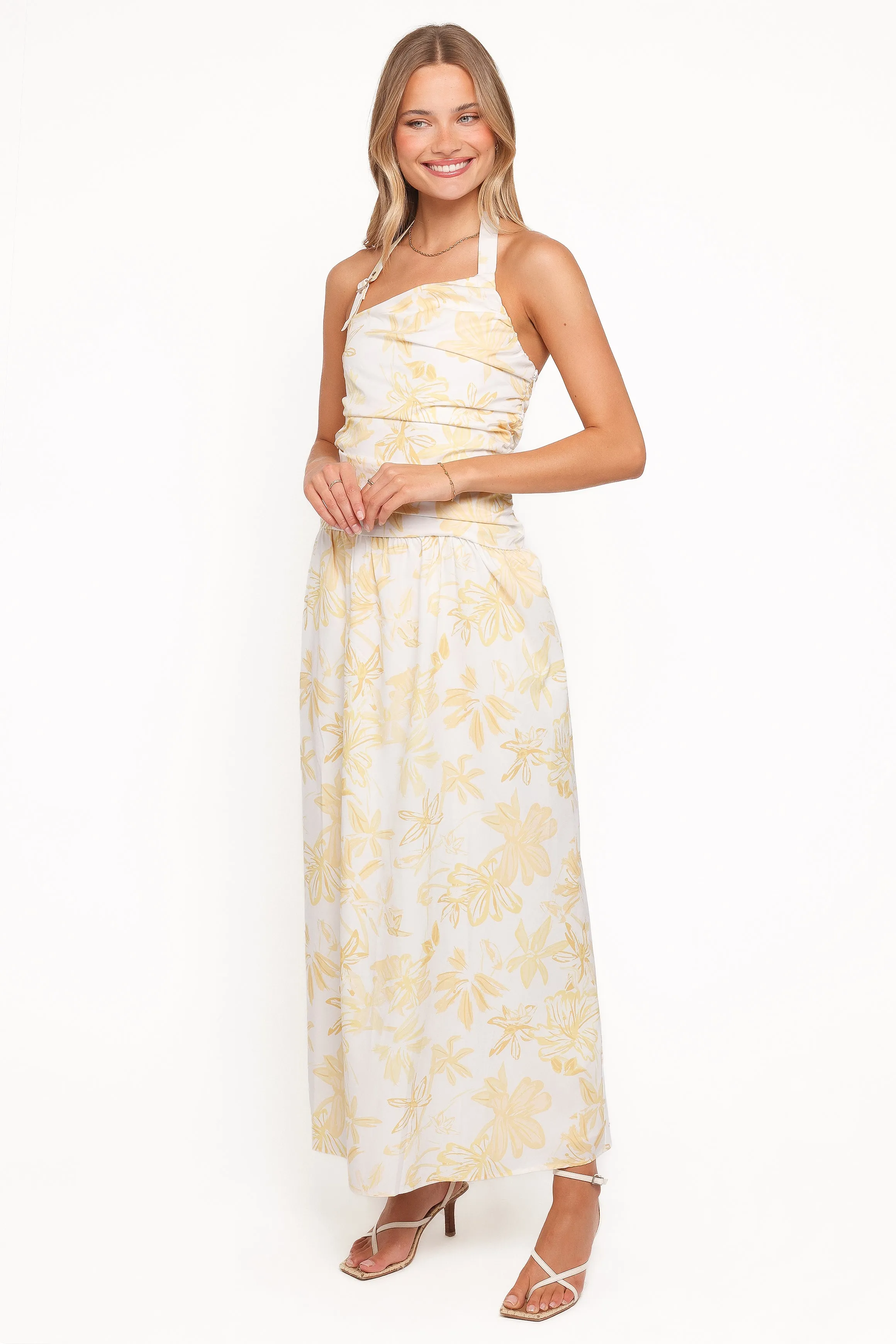Jemma Halter Maxi Dress - Yellow Floral sold by Petal & Pup product image thumbnail 3