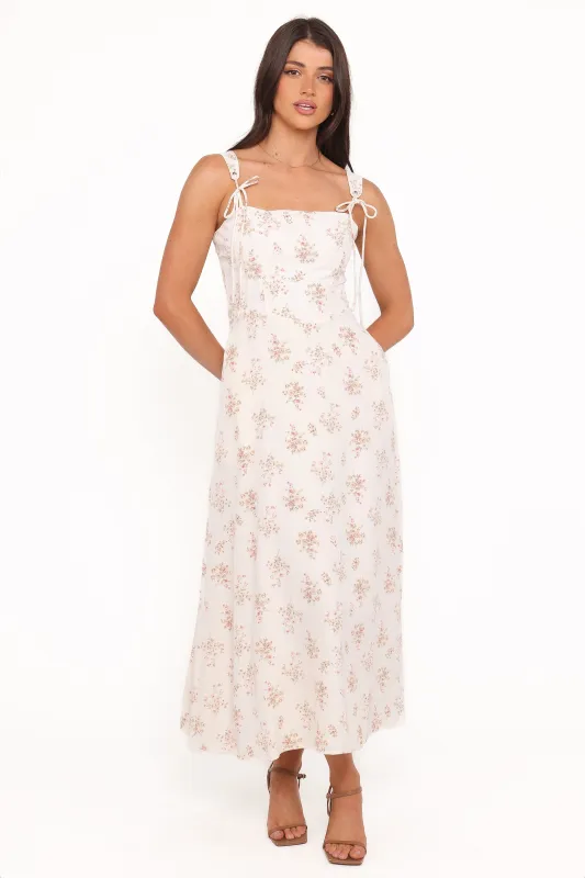 Clarissa Midi Dress - White Floral sold by Petal & Pup