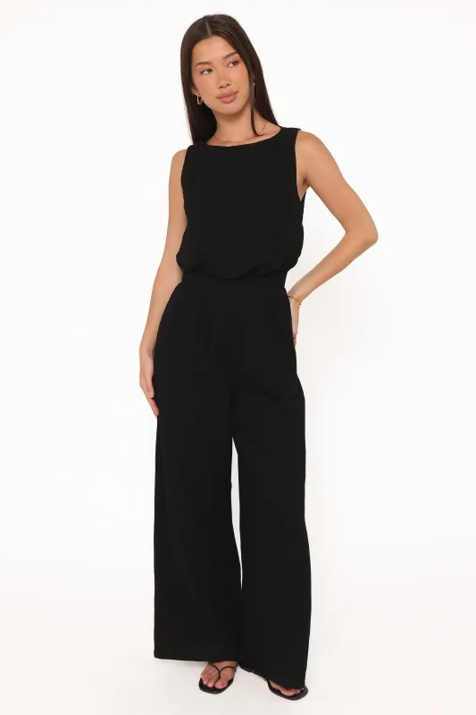 Brenna Cotton Jumpsuit - Black sold by Petal & Pup