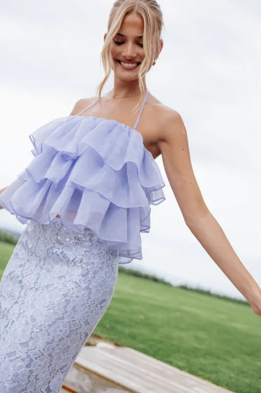 Taelya Flounce Top - Blue made by Petal & Pup