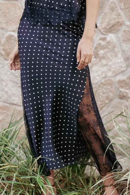 Ailbhe Lace Skirt - Black Polka Dot made by Petal & Pup