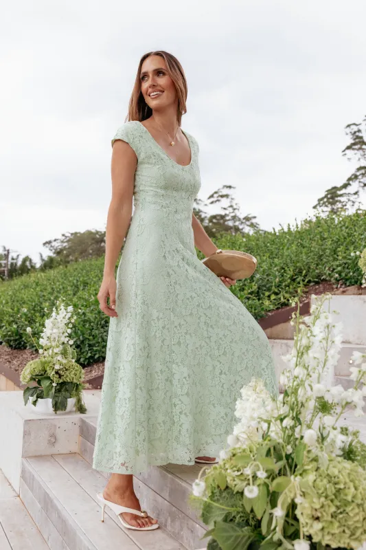 Mapleton Maxi Dress - Sage Green Lace sold by Petal & Pup
