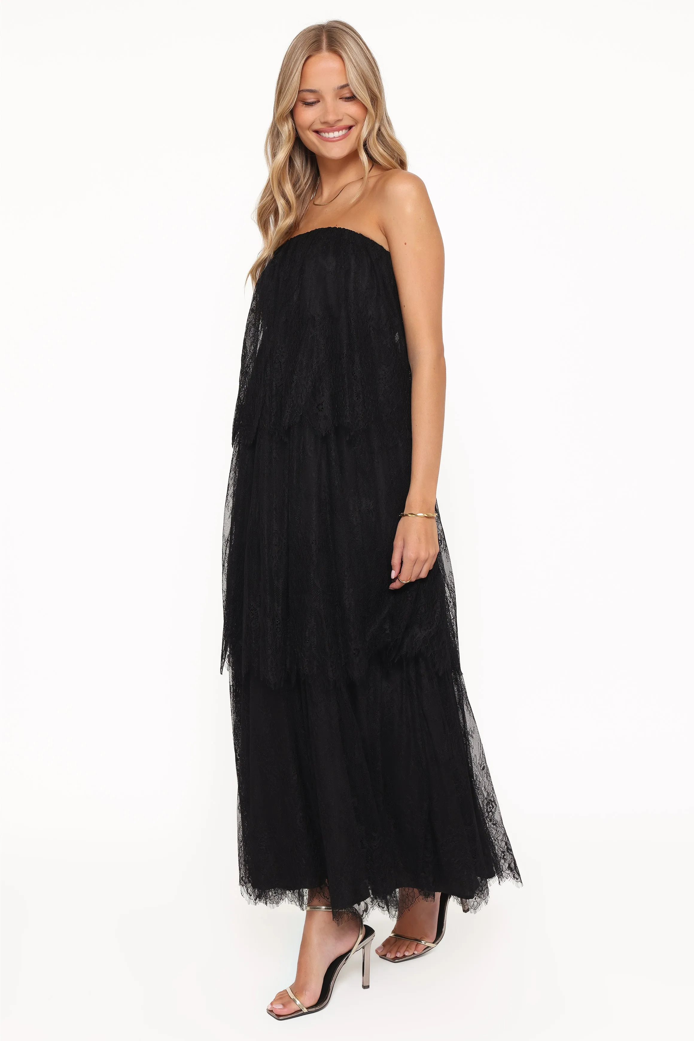 Bloom Strapless Maxi Dress - Black Lace sold by Petal & Pup product image thumbnail 4