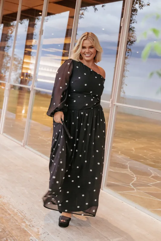 Levine Maxi Dress - Black Polka Dot sold by Petal & Pup