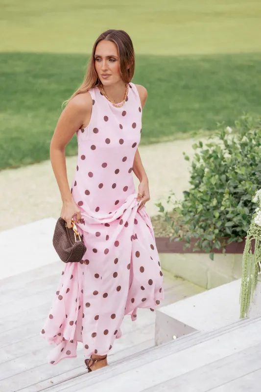 Keani Maxi Dress - Pink Polka Dot made by Petal & Pup