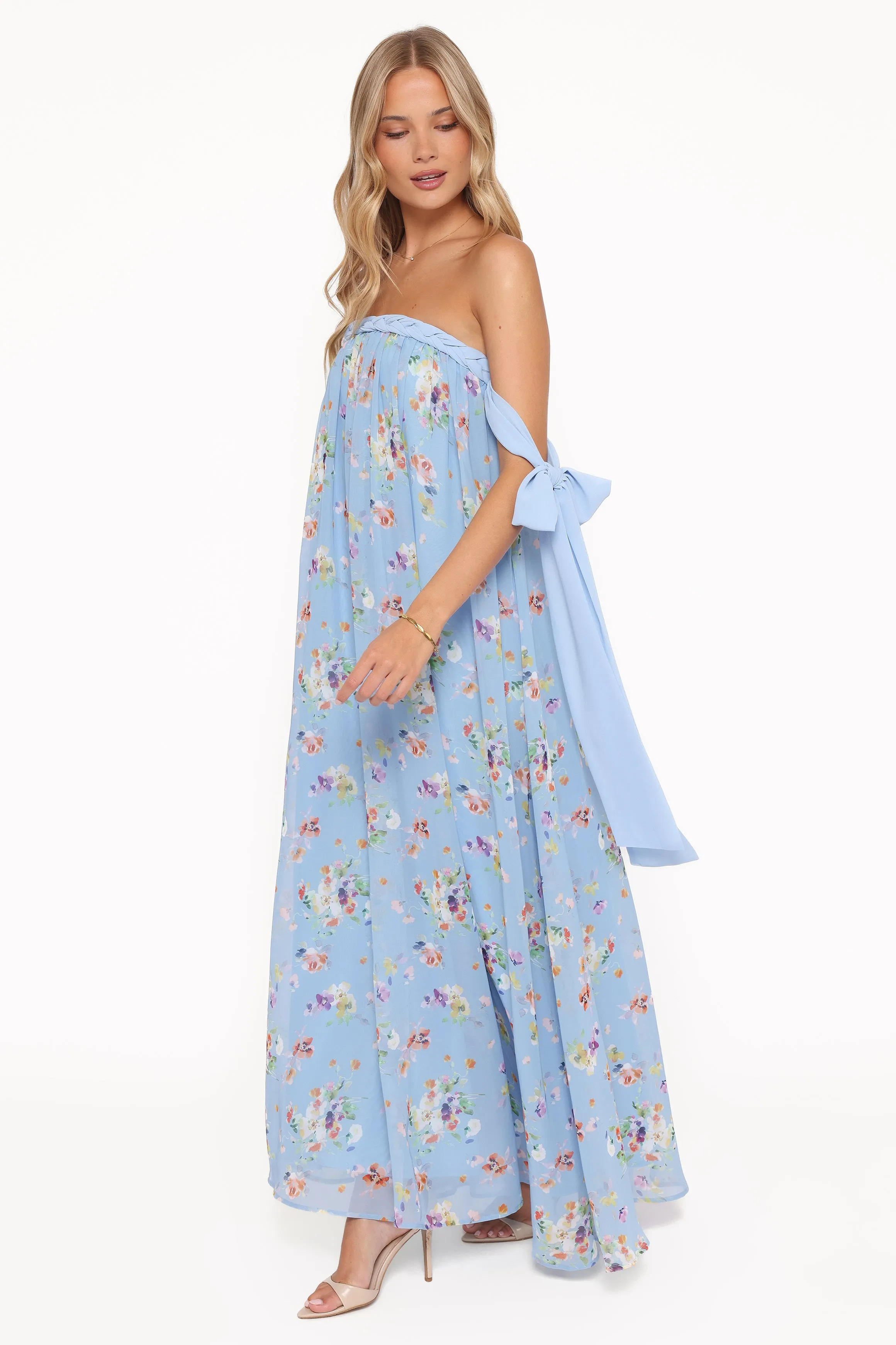 Codie Off Shoulder Maxi Dress - Cornflower Blue Floral sold by Petal & Pup product image thumbnail 4