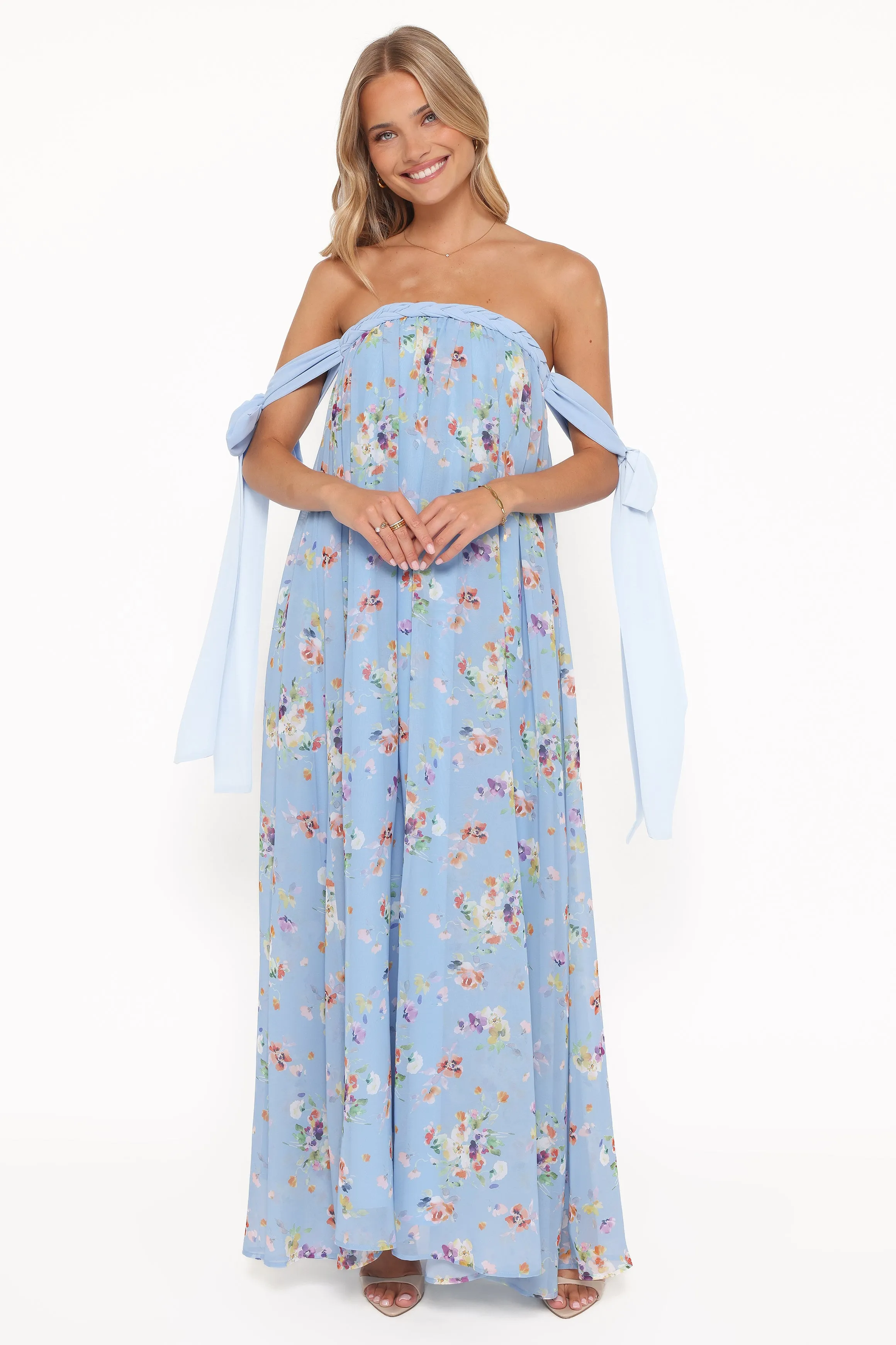 Codie Off Shoulder Maxi Dress - Cornflower Blue Floral sold by Petal & Pup product image thumbnail 2