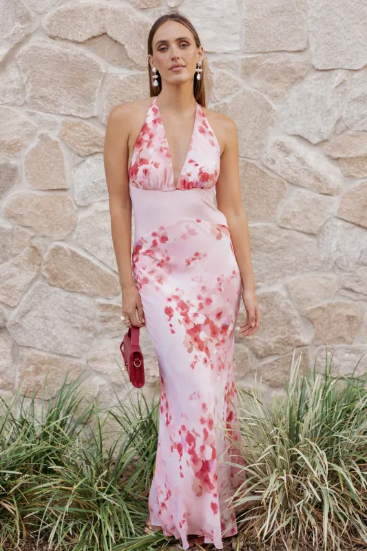Gwyneth Halterneck Maxi Dress - Pink Floral sold by Petal & Pup