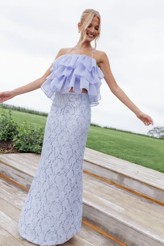 Jennings Lace Maxi Skirt - Blue Sequin made by Petal & Pup
