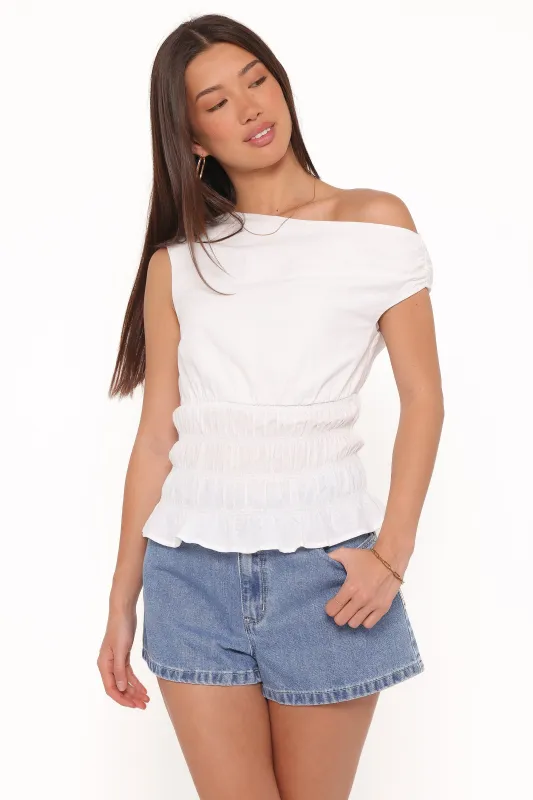 Lia Off Shoulder Top - Ivory made by Petal & Pup