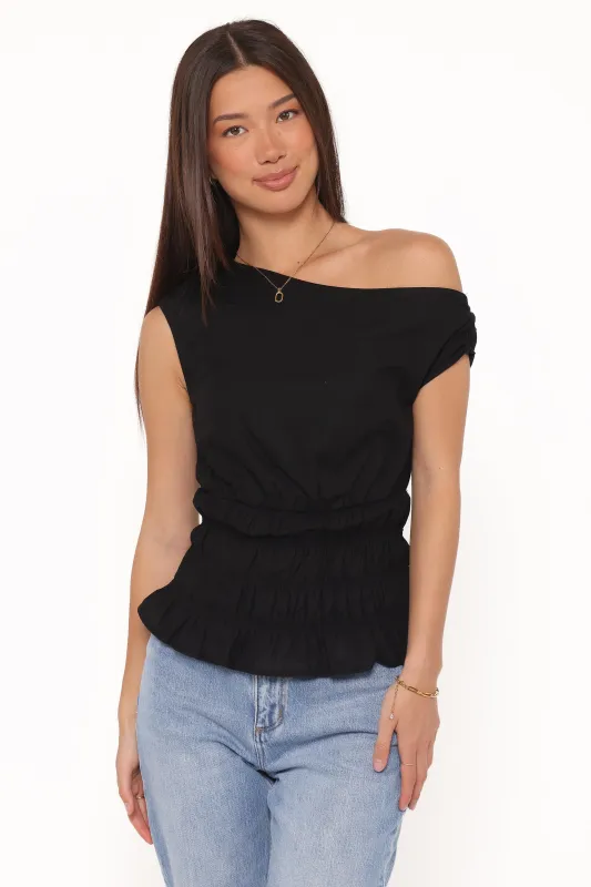 Lia Off Shoulder Top - Black made by Petal & Pup