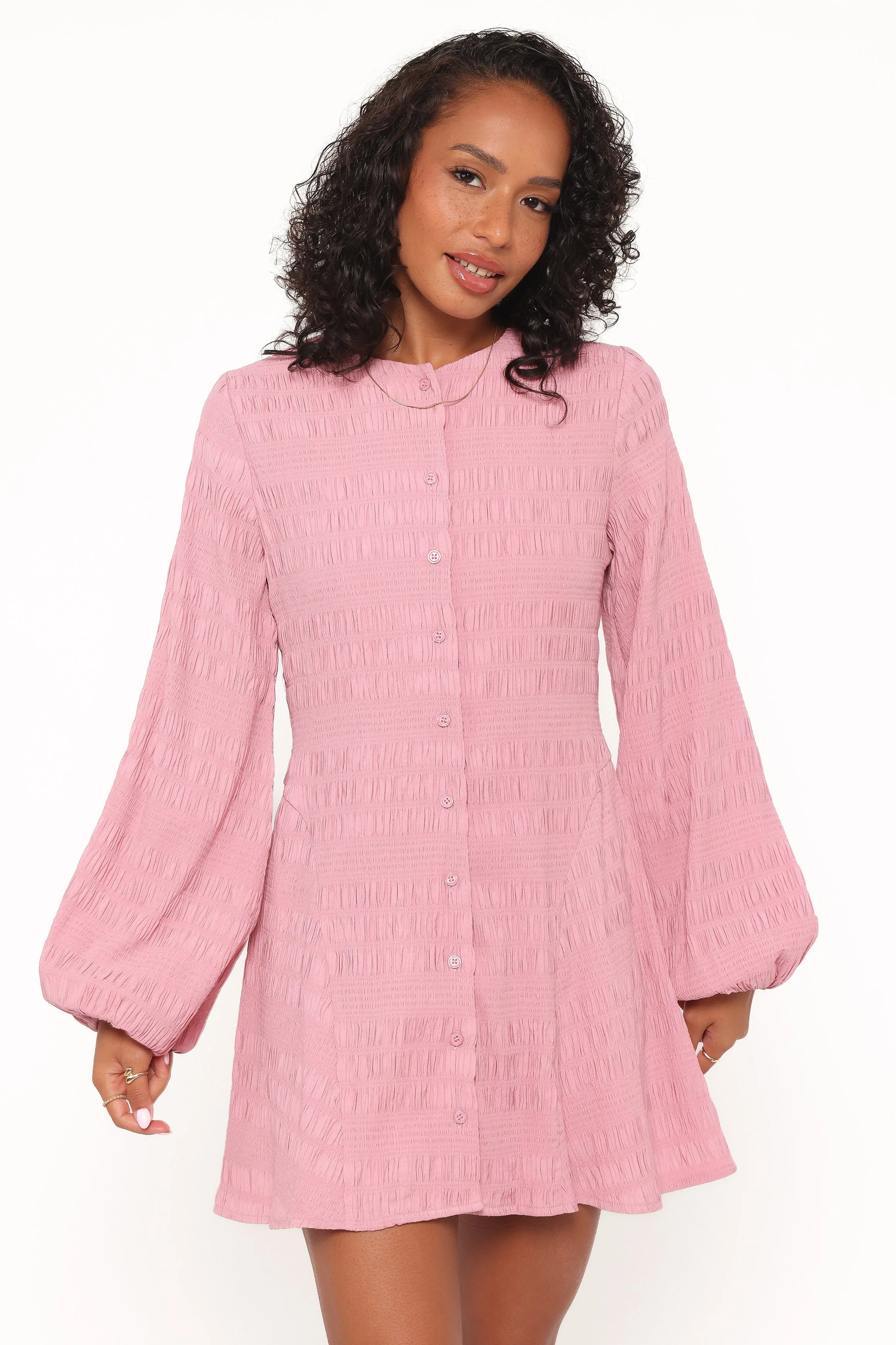 Amaya Long Sleeve Mini Dress - Pink sold by Petal & Pup