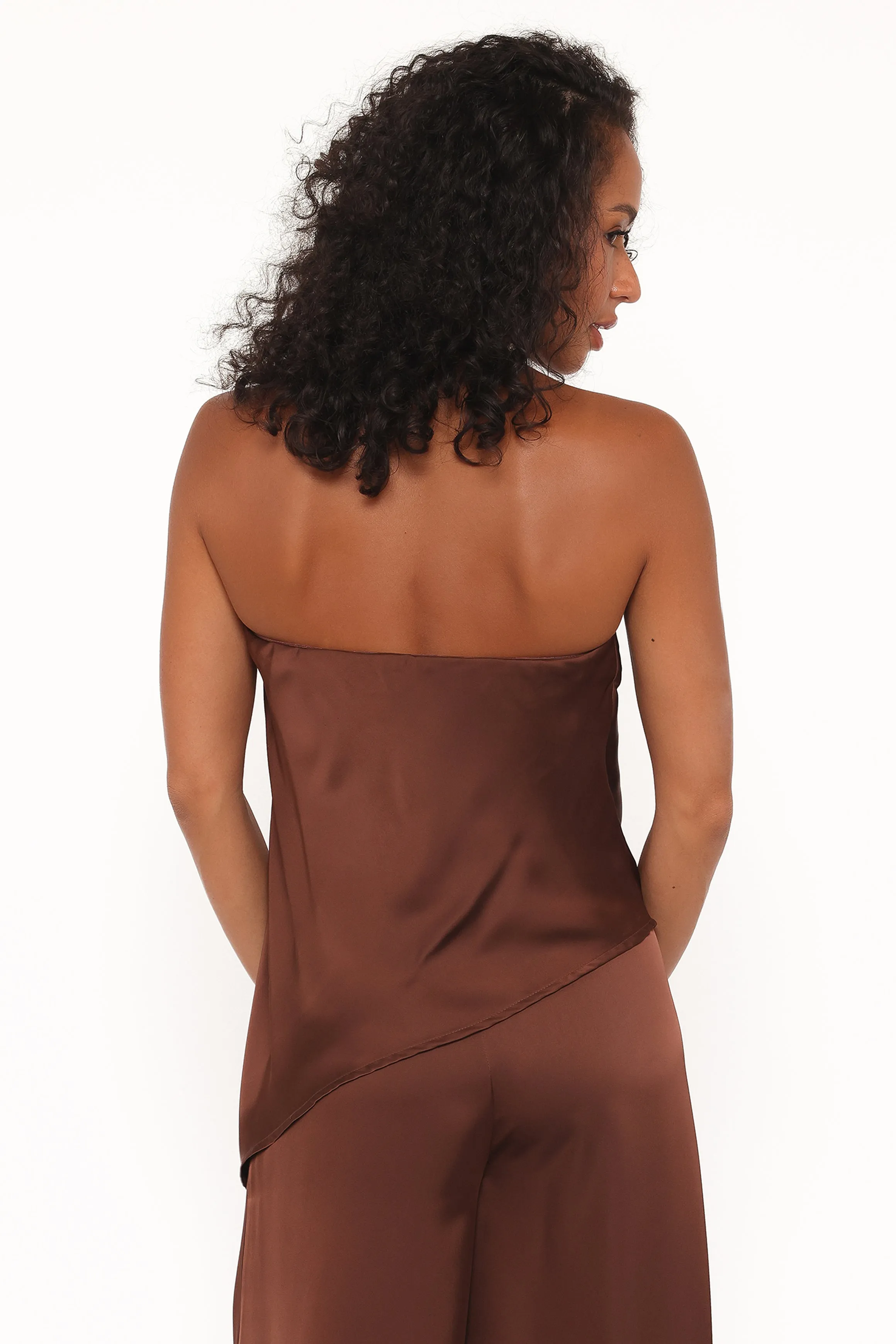 Charmer Asymmetrical Longline Strapless Top - Dark Brown sold by Petal & Pup product image thumbnail 4