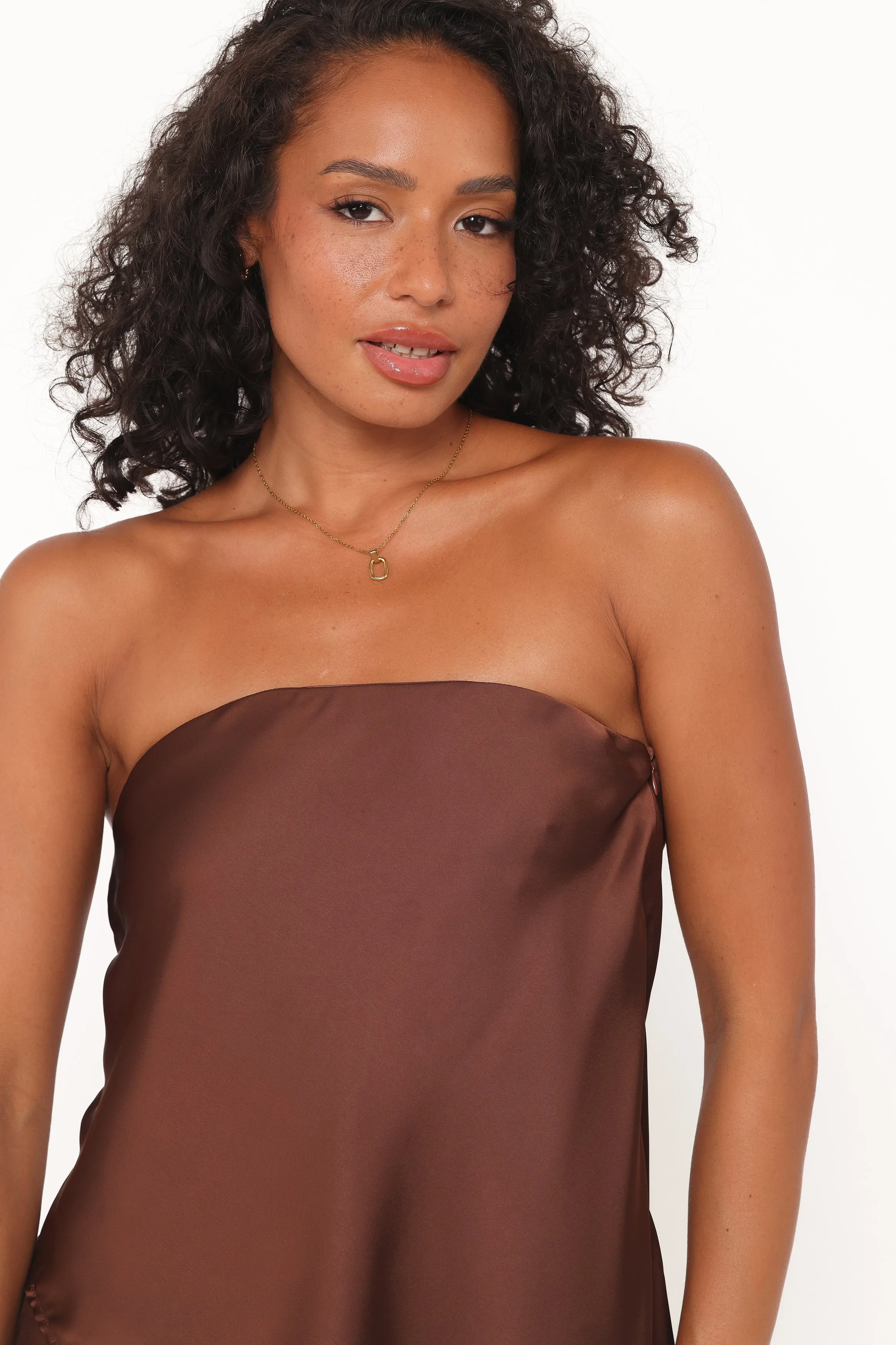 Charmer Asymmetrical Longline Strapless Top - Dark Brown sold by Petal & Pup product image thumbnail 2