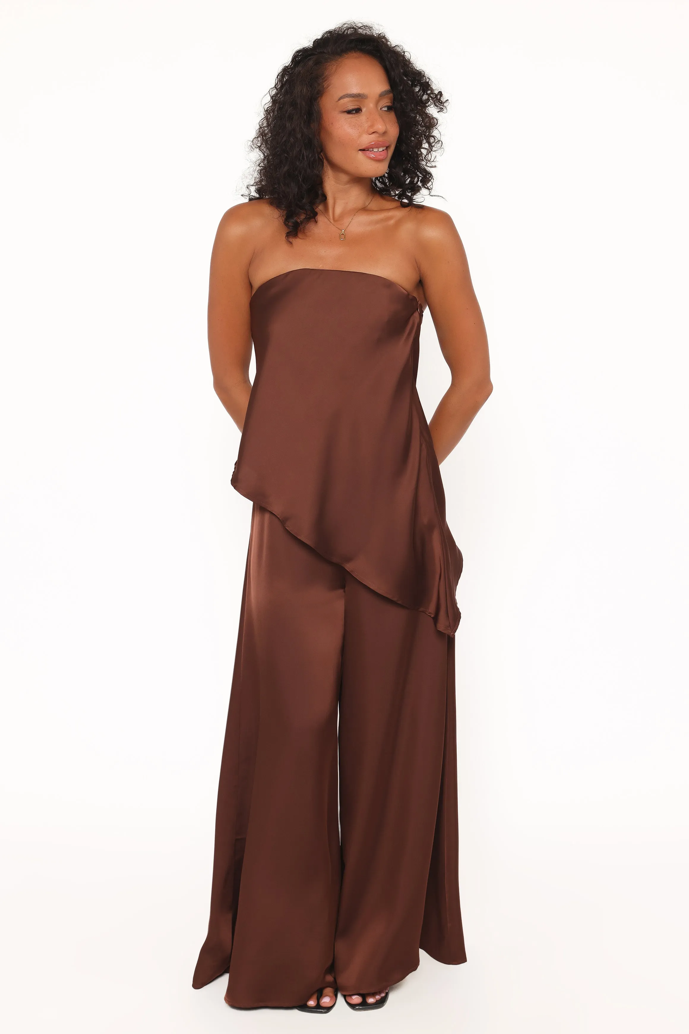 Charmer Asymmetrical Longline Strapless Top - Dark Brown sold by Petal & Pup product image thumbnail 5