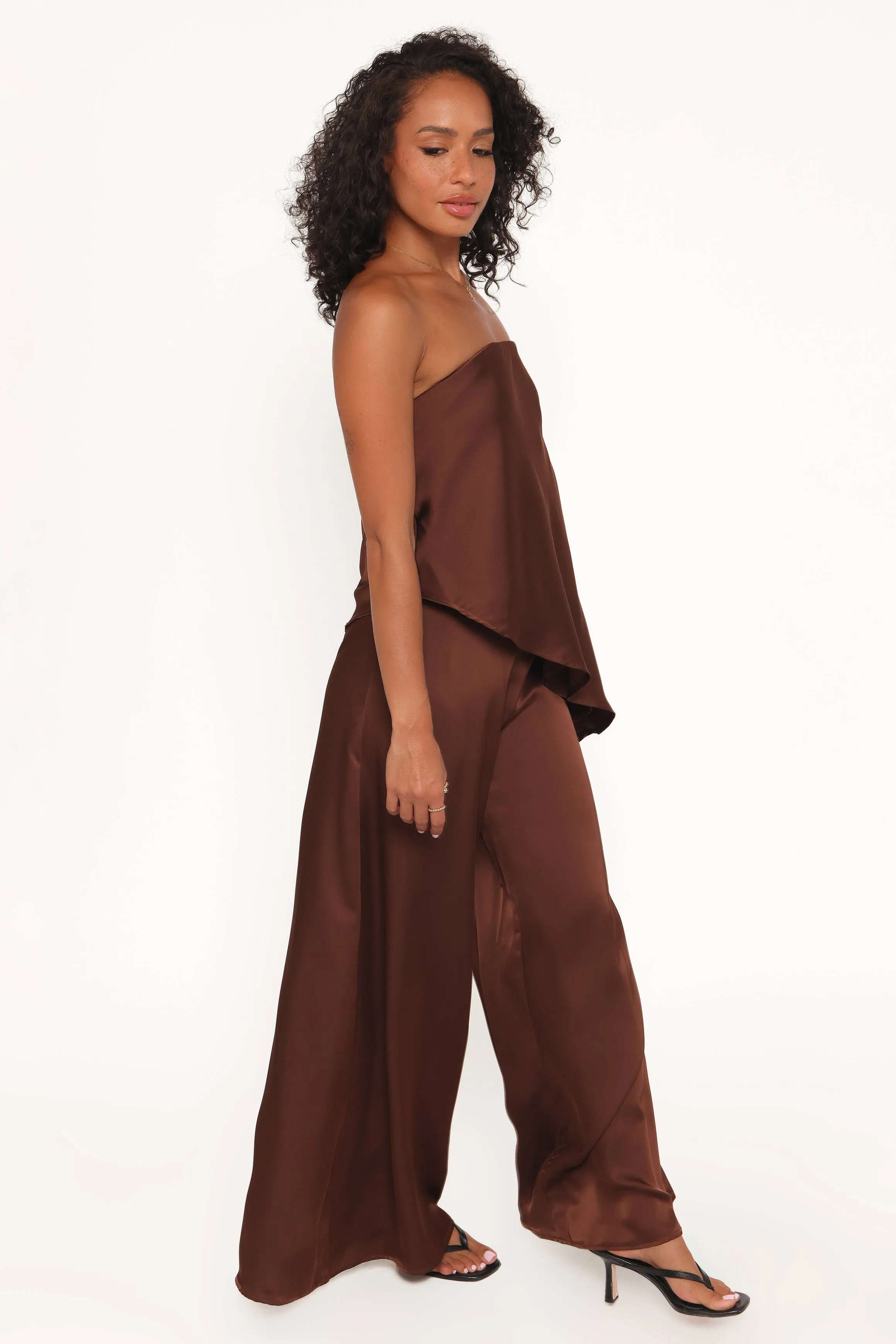 Charmer Wide Leg Pant - Dark Brown sold by Petal & Pup