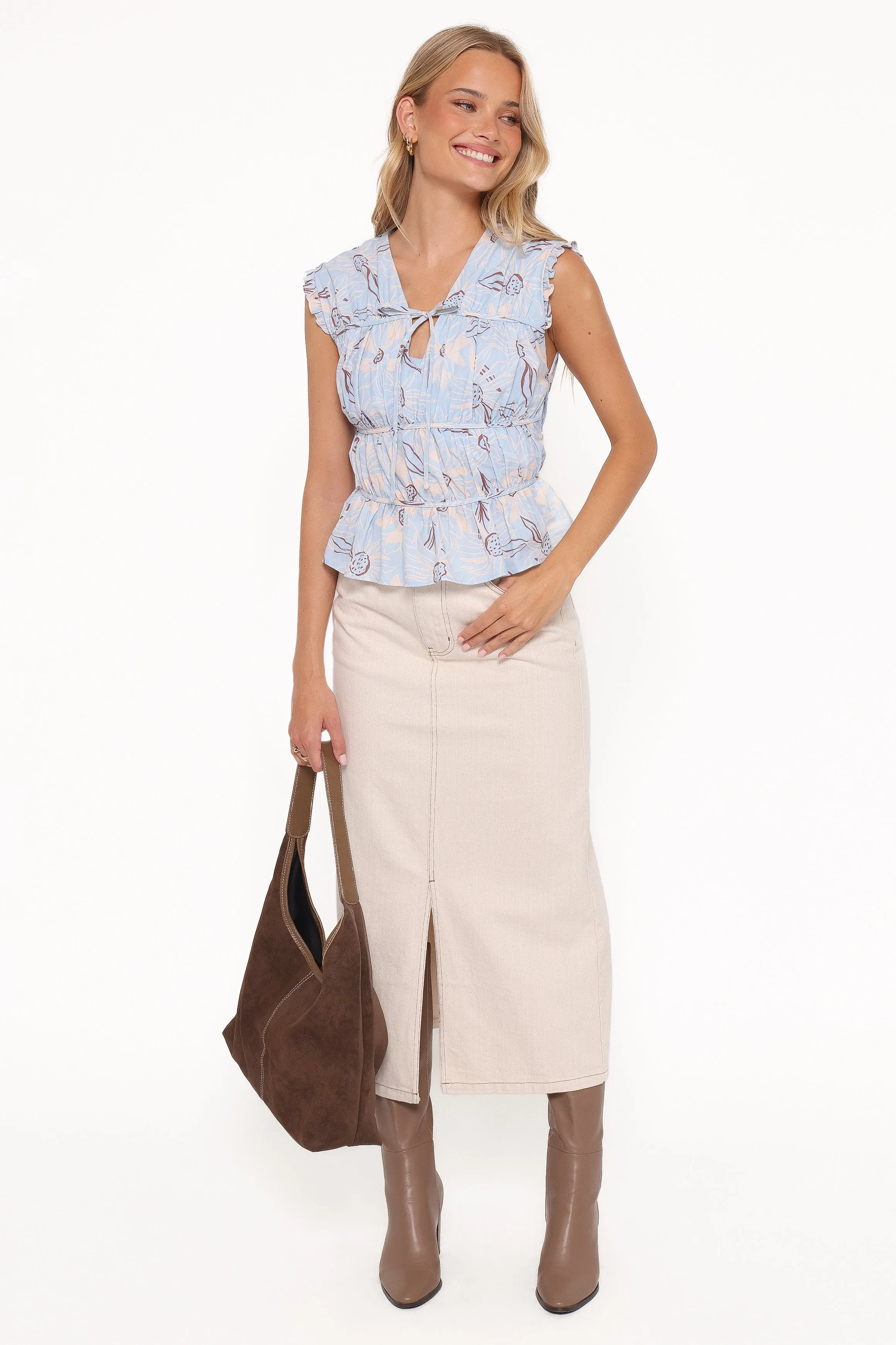 Dana Denim Midi Skirt - Bone sold by Petal & Pup product image thumbnail 2