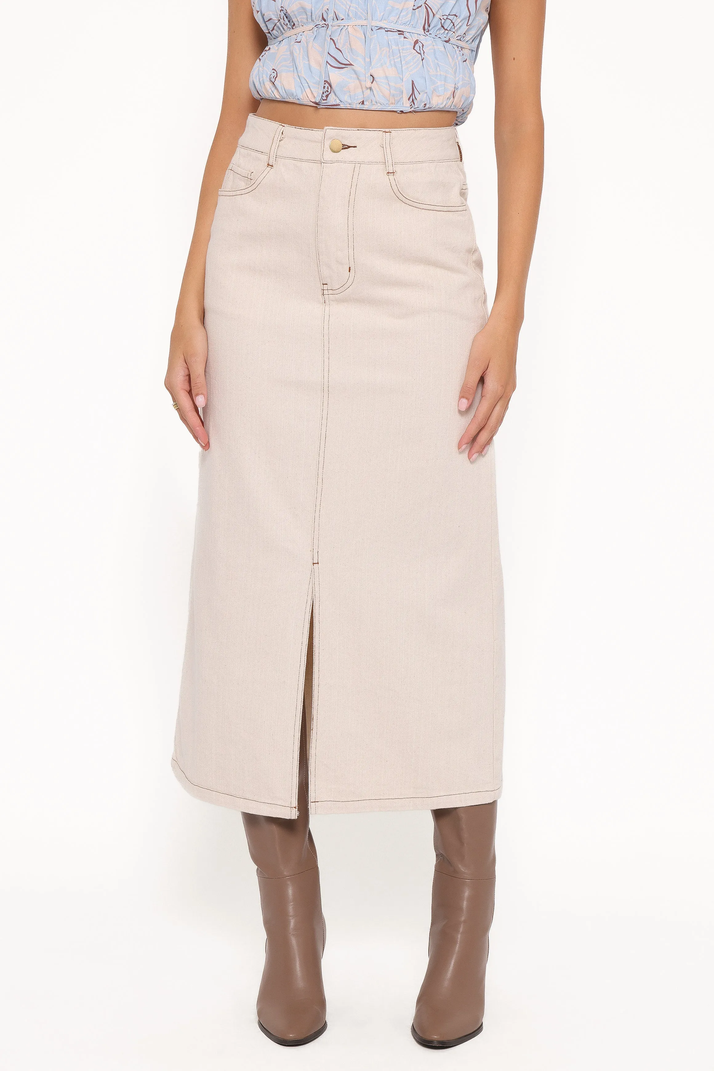 Dana Denim Midi Skirt - Bone sold by Petal & Pup product image thumbnail 3