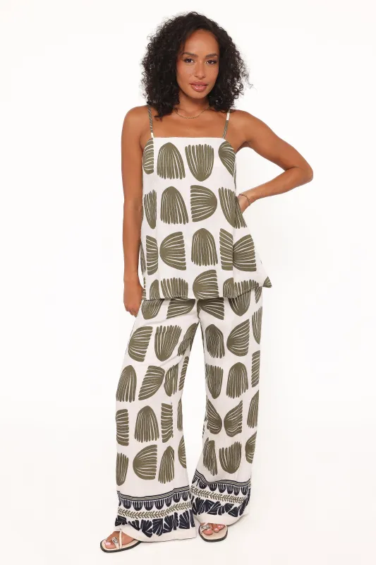 Brianna Pant Set - Green Palm Print made by Petal & Pup