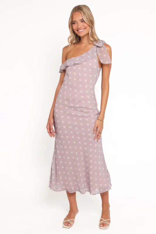 Celestine Maxi Dress - Lavender Polka Dot made by Petal & Pup