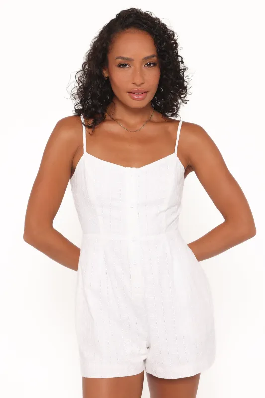 Reesa Romper - White Embroidery sold by Petal & Pup