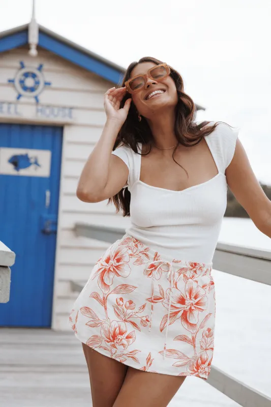 Maxima Mini Skirt - Red Floral made by Petal & Pup