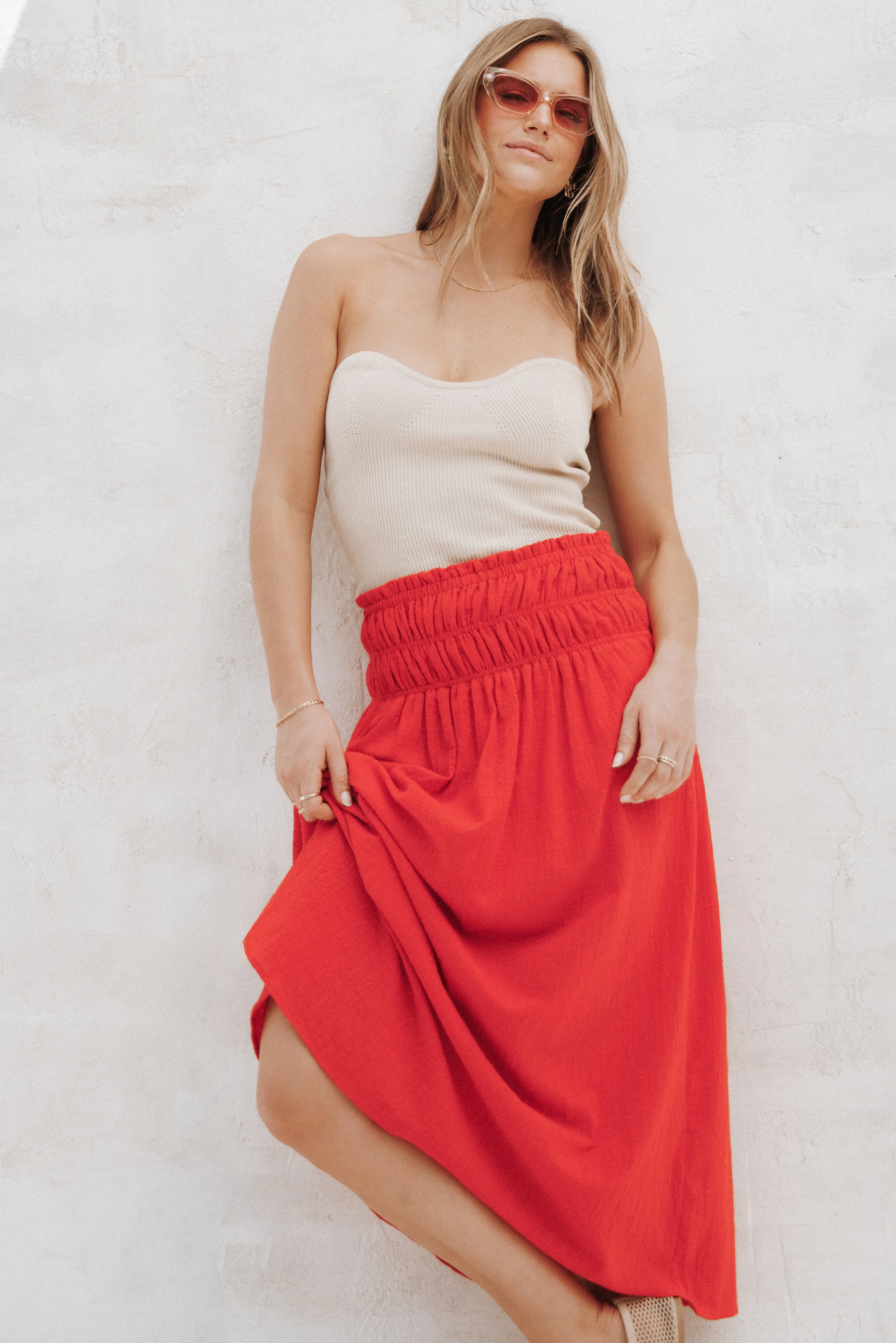 Mattea Maxi Skirt - Red sold by Petal & Pup