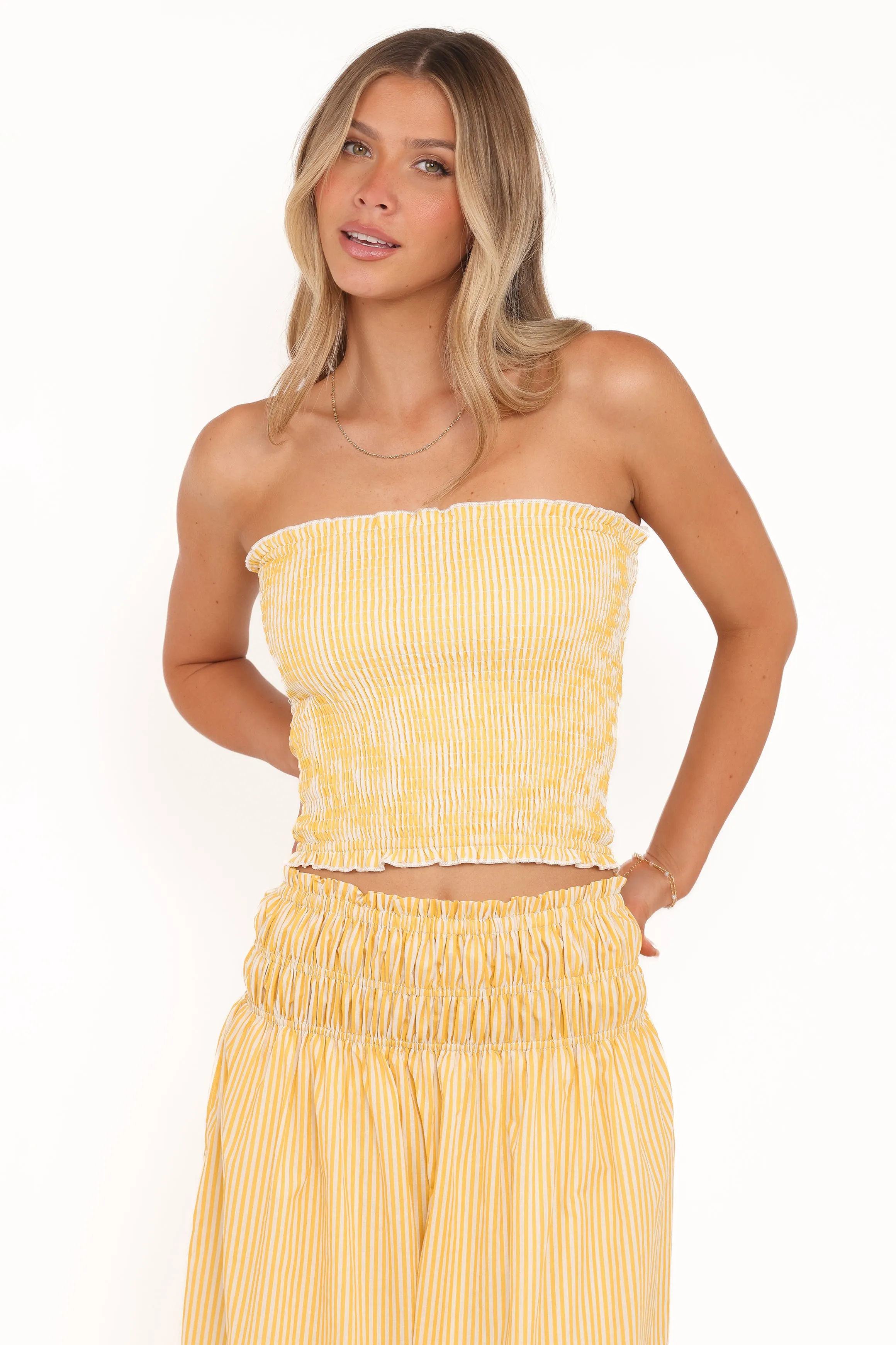 Salome Strapless Top - Mango Stripe sold by Petal & Pup product image thumbnail 3