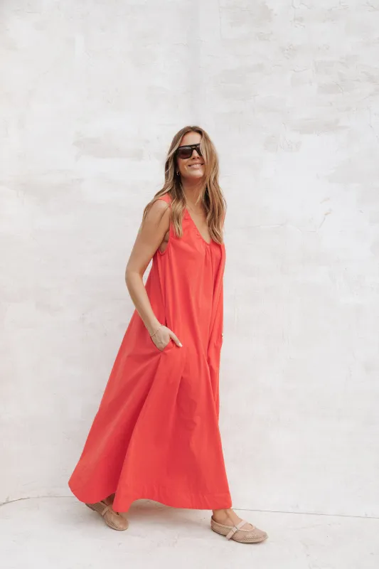 Laurita Maxi Dress - Red made by Petal & Pup