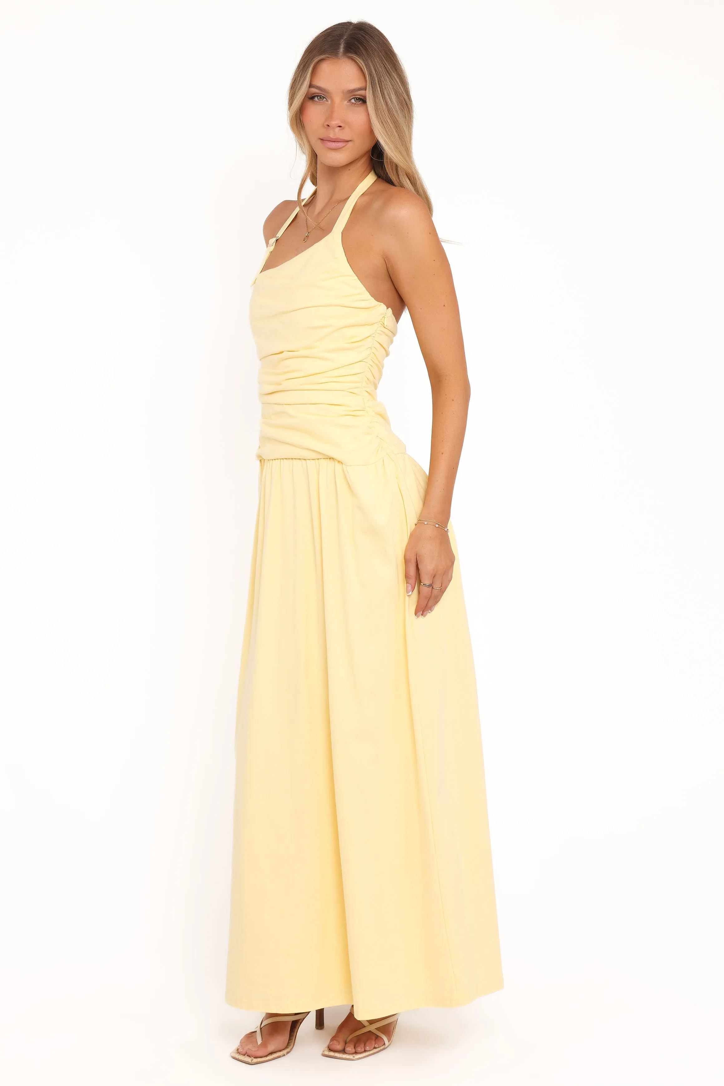 Emalia Halter Maxi Dress - Pale Yellow sold by Petal & Pup product image thumbnail 4