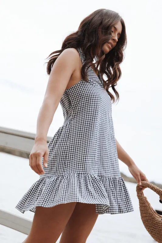 Samson Mini Dress - Navy Gingham made by Petal & Pup