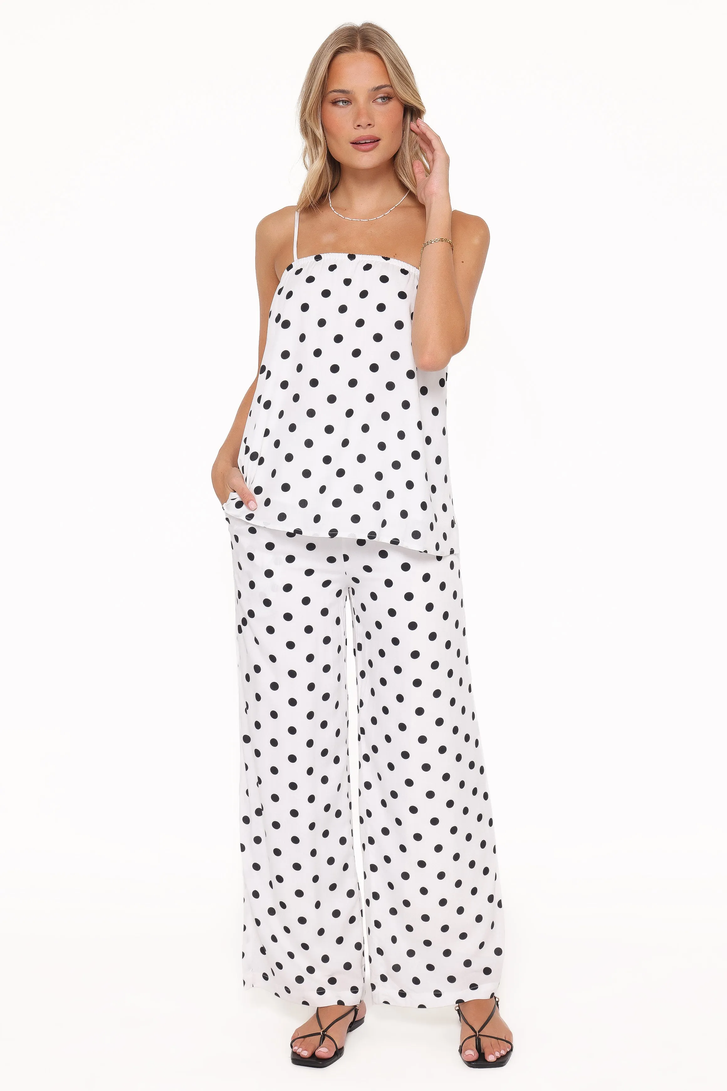 Kristy Pant Set - White/Black Polka Dot sold by Petal & Pup product image thumbnail 2