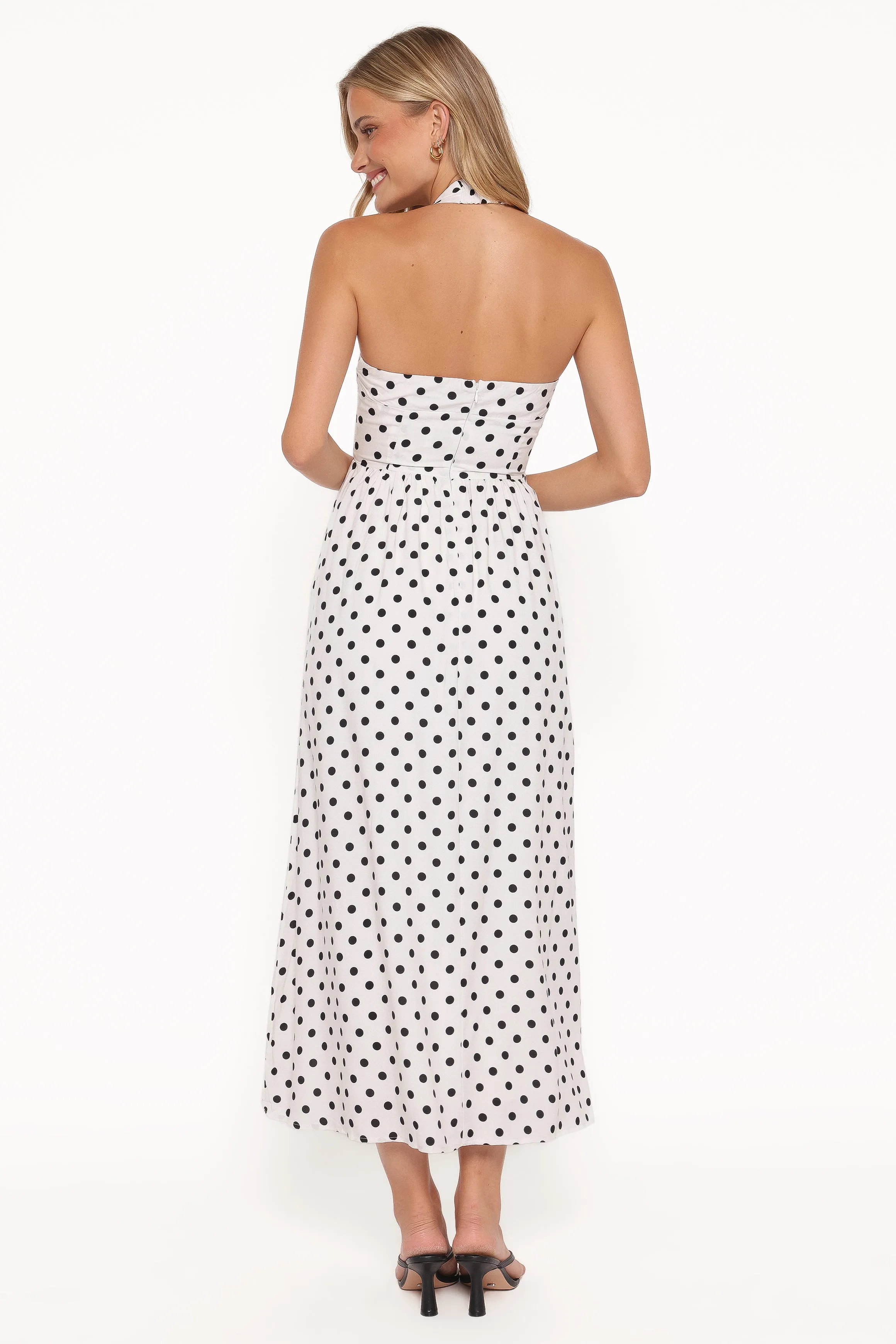 Gemini Halterneck Maxi Dress - White Polka Dot sold by Petal & Pup product image thumbnail 5