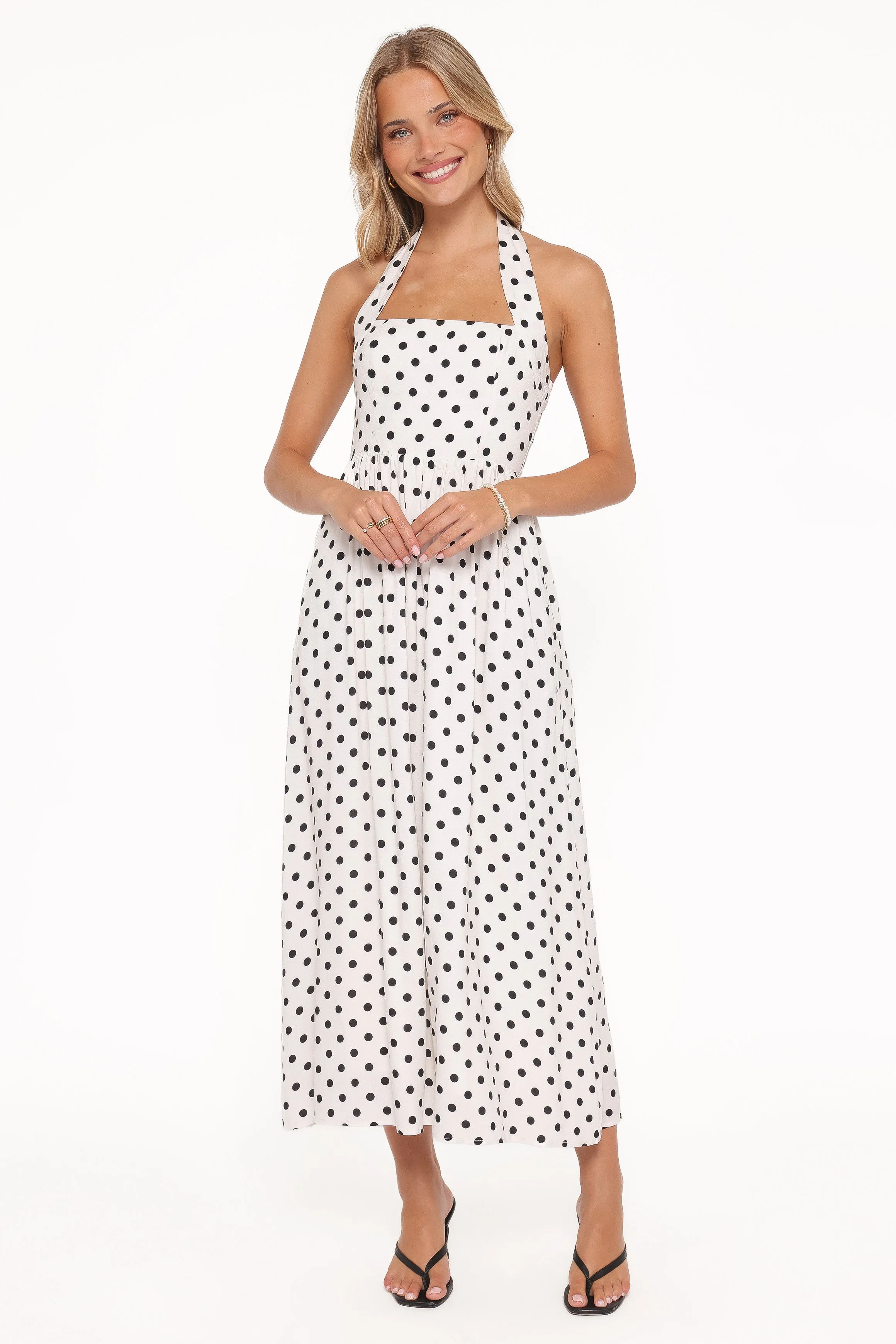 Gemini Halterneck Maxi Dress - White Polka Dot sold by Petal & Pup product image thumbnail 2