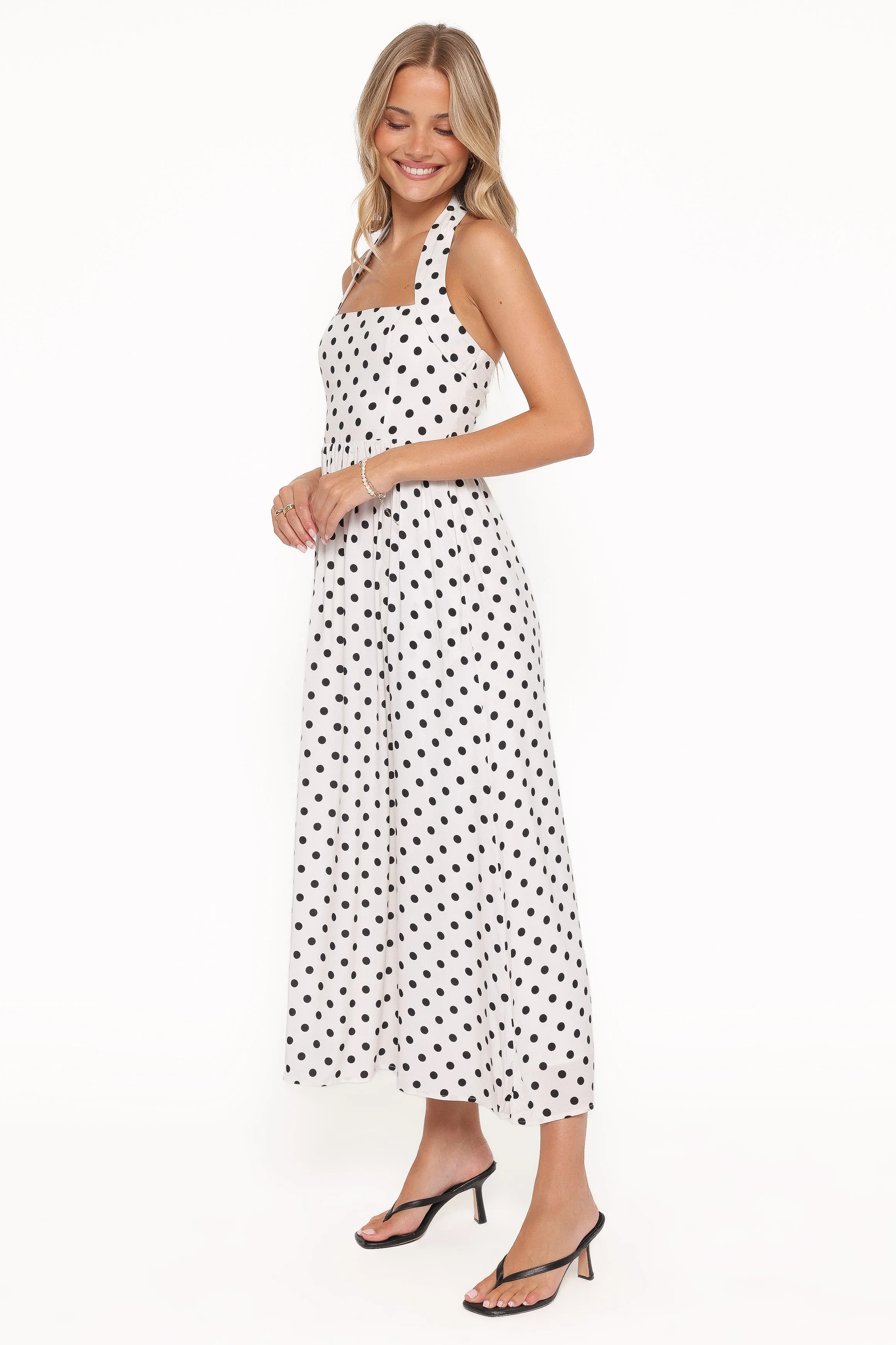 Gemini Halterneck Maxi Dress - White Polka Dot sold by Petal & Pup product image thumbnail 4