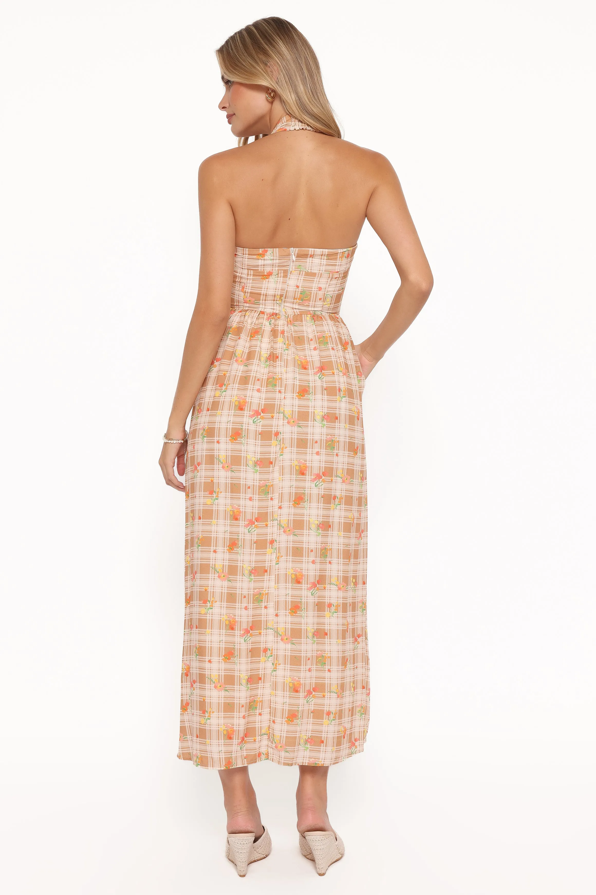 Gemini Halterneck Maxi Dress - Yellow Floral Gingham sold by Petal & Pup product image thumbnail 5