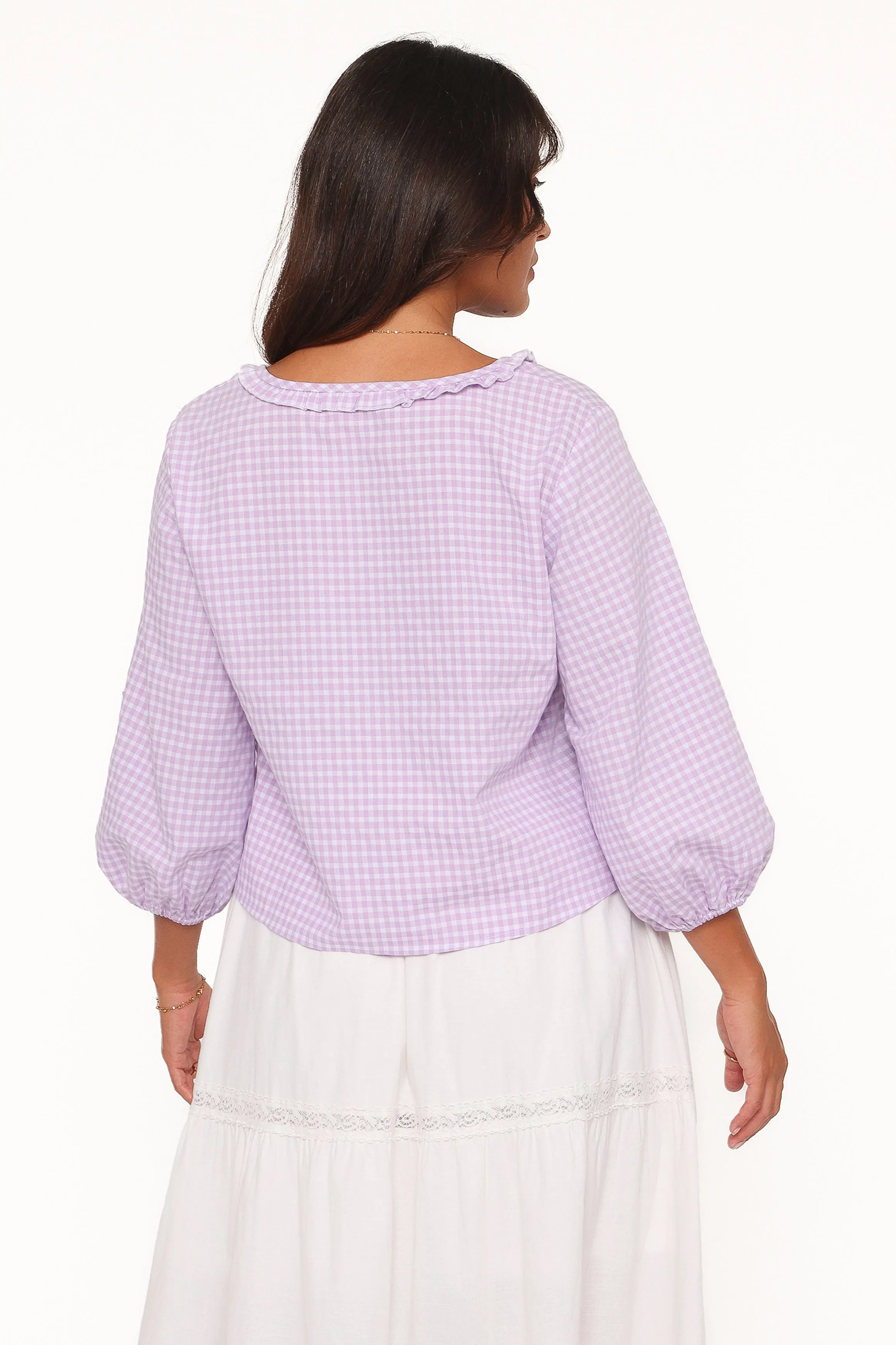 Fainche Front Tie Top - Lilac Gingham sold by Petal & Pup product image thumbnail 5