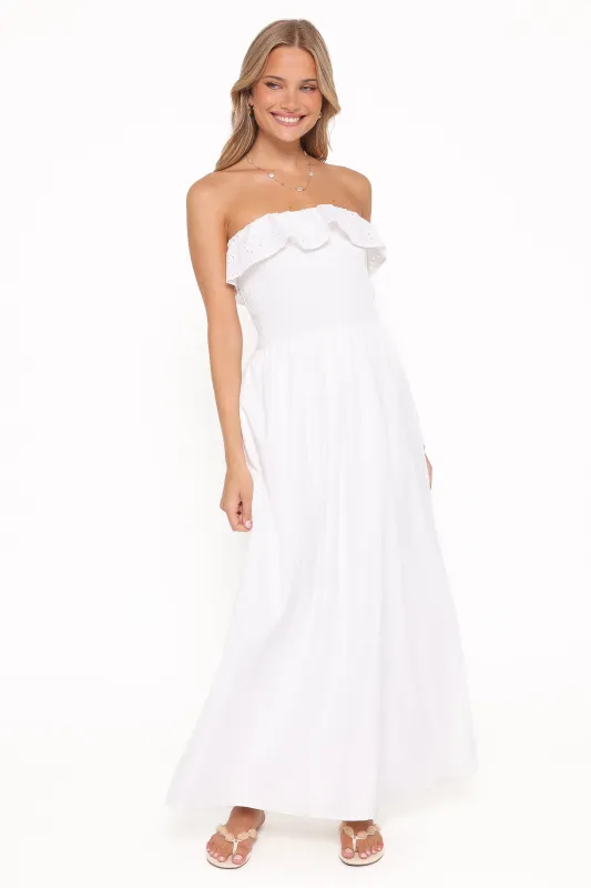 Gilbert Strapless Maxi Dress - White made by Petal & Pup