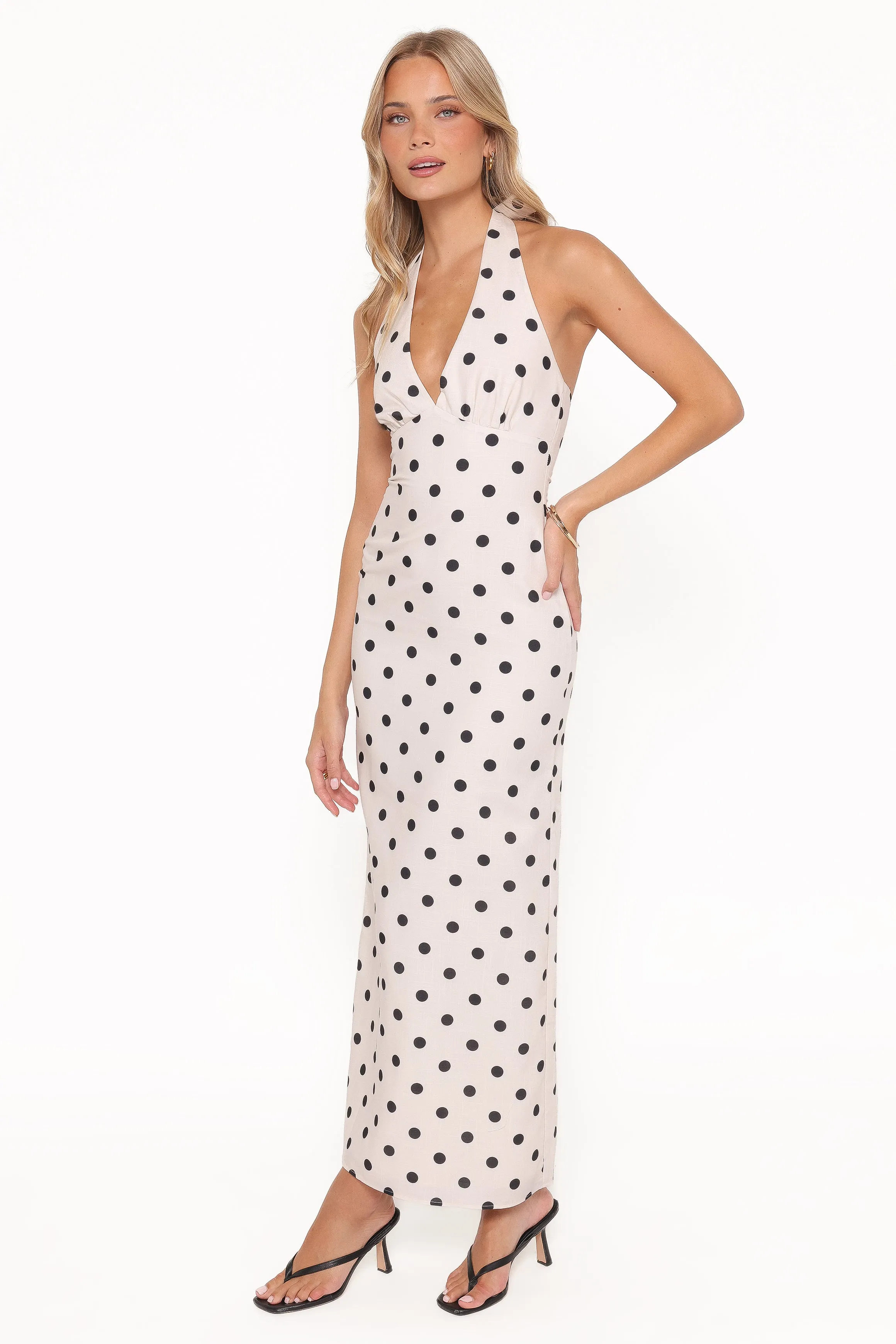 Adora Halterneck Maxi Dress - White Polka Dot sold by Petal & Pup product image thumbnail 5