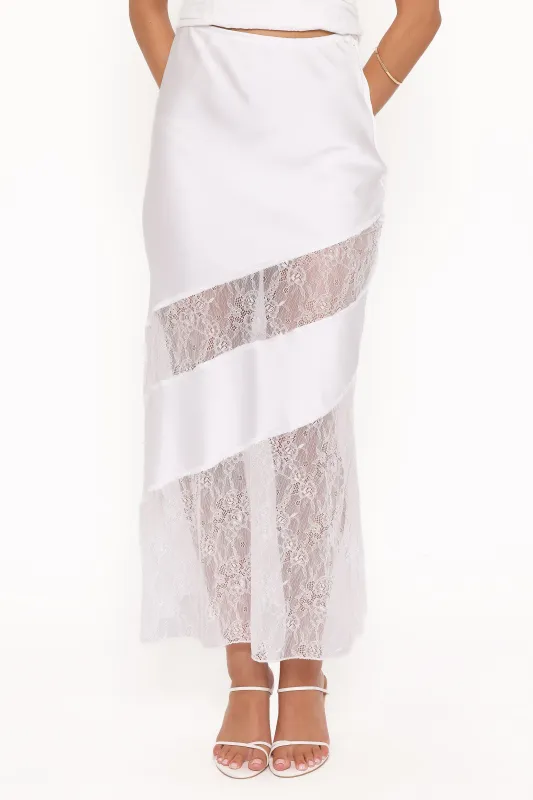 Winona Lace Maxi Skirt - White made by Petal & Pup