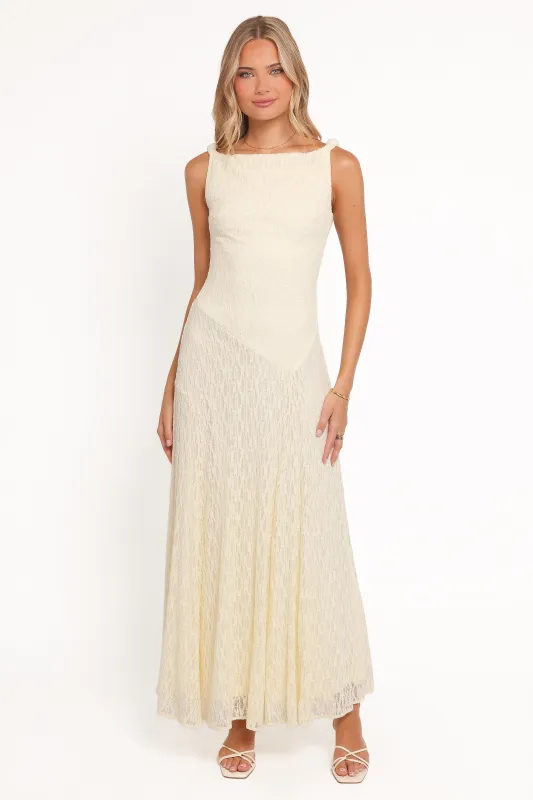 Kirsten Lace Maxi Dress - Yellow made by Petal & Pup