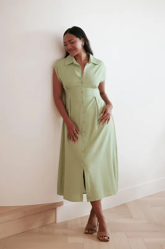 Cami Midi Dress - Green made by Petal & Pup