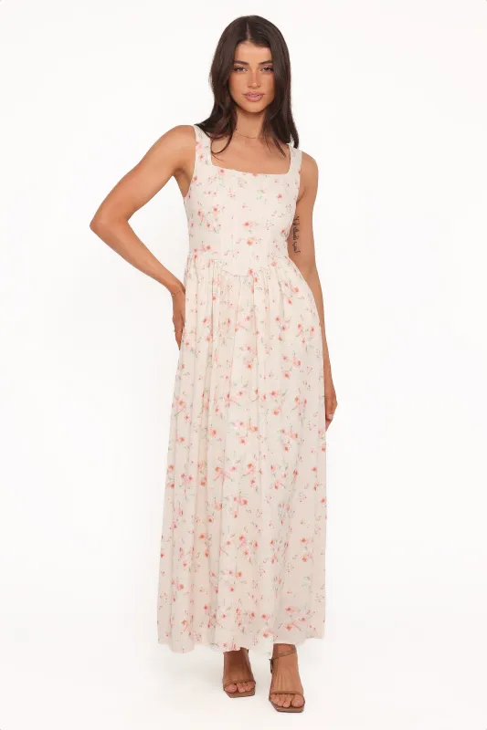 Vespa Midi Dress - Peach Floral made by Petal & Pup