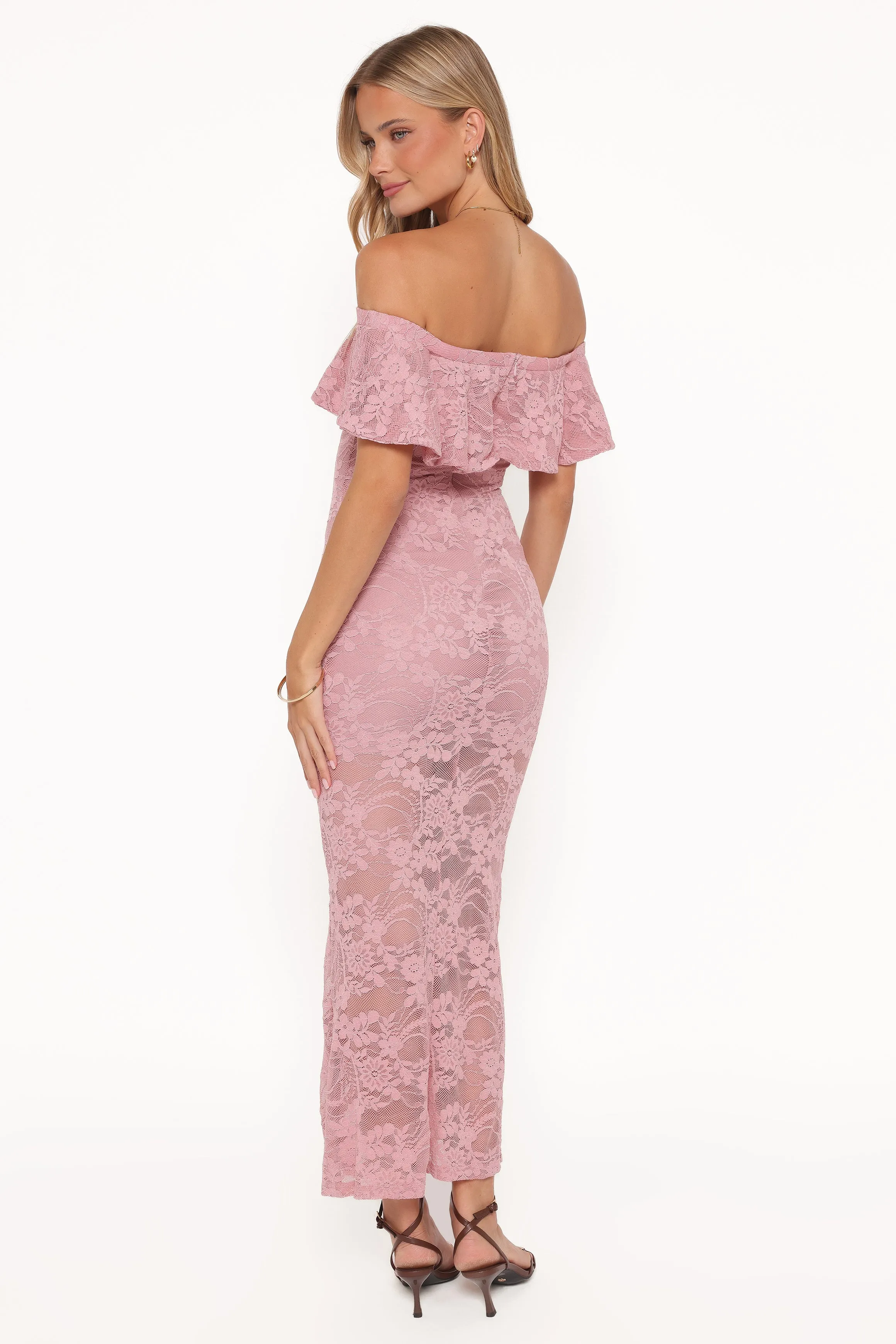 Mirelle Off Shoulder Lace Maxi Dress - Pink sold by Petal & Pup product image thumbnail 4