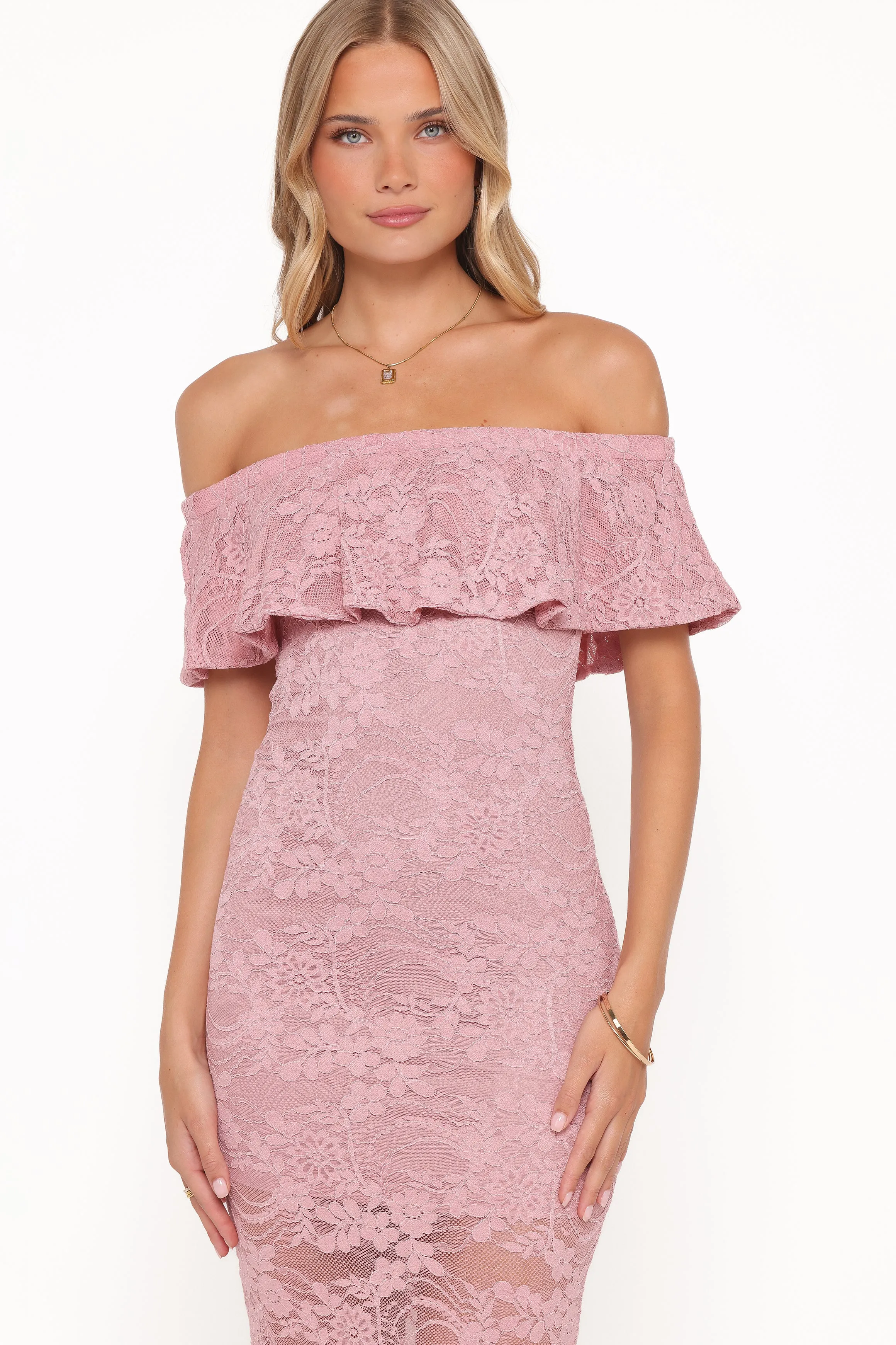 Mirelle Off Shoulder Lace Maxi Dress - Pink sold by Petal & Pup product image thumbnail 2