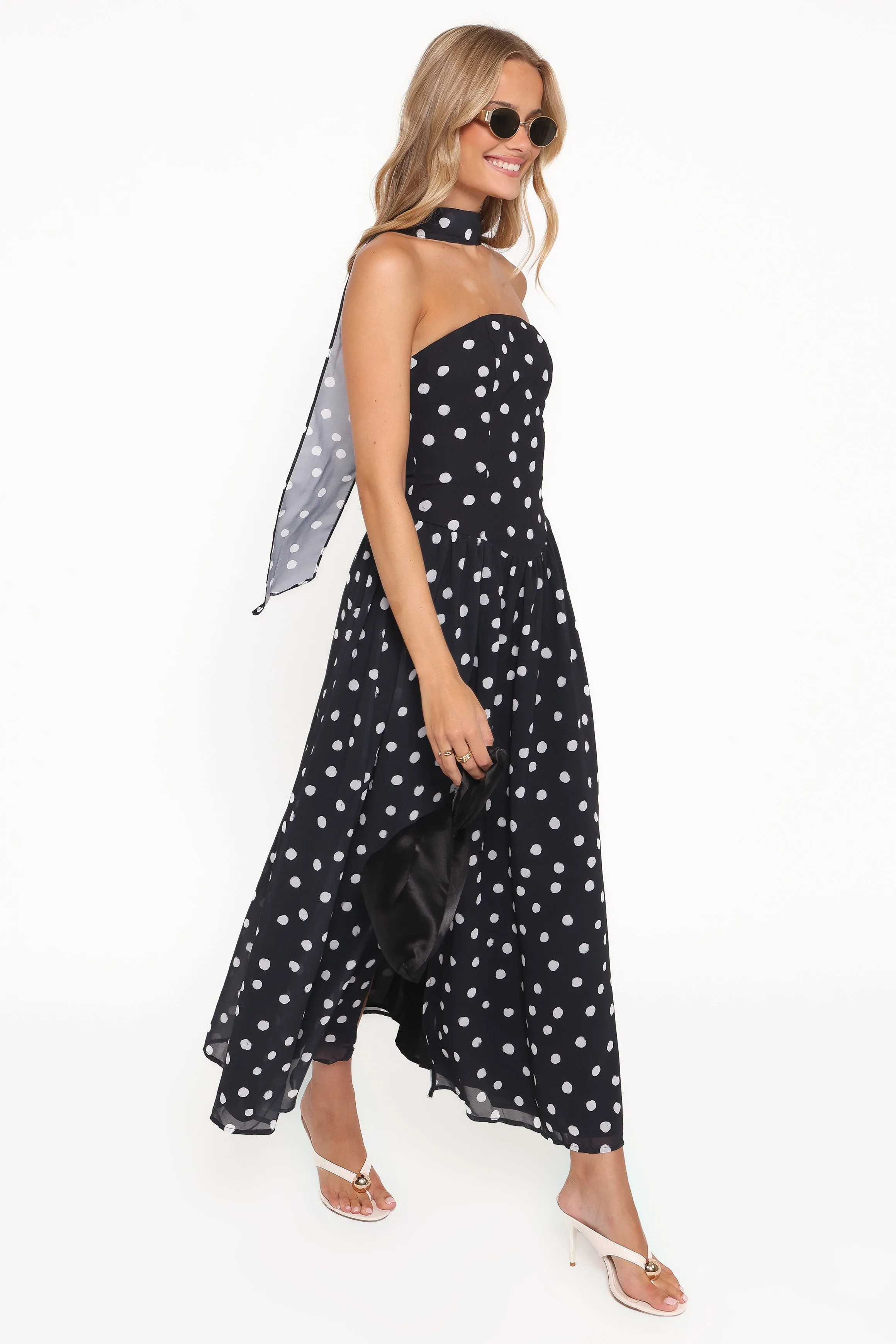Boston Strapless Maxi Dress - Black Polka Dot sold by Petal & Pup product image thumbnail 3