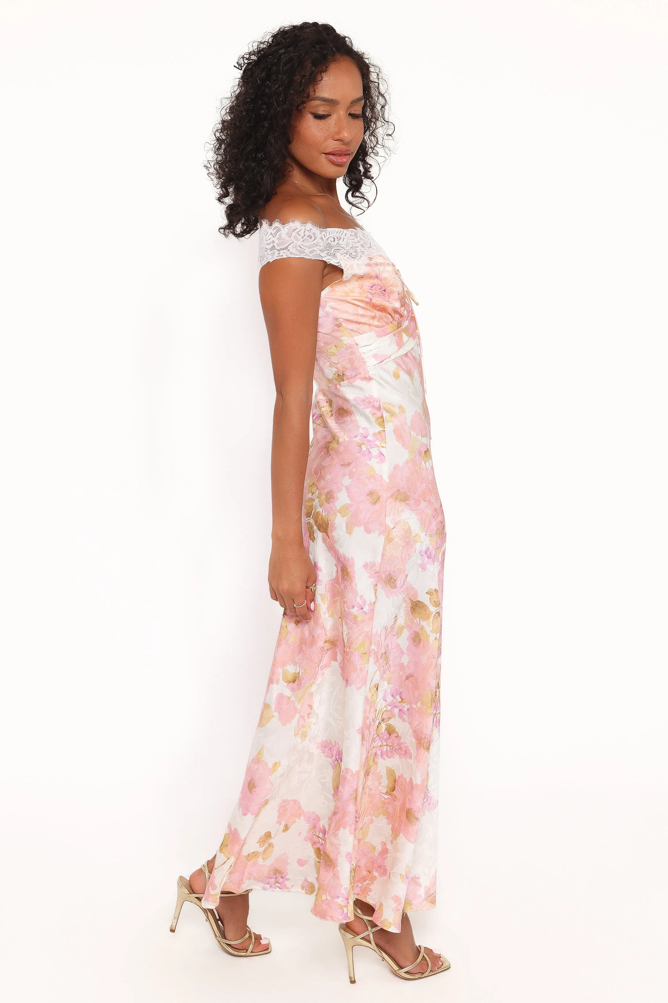 Voss Off Shoulder Lace Maxi Dress - Pink Floral sold by Petal & Pup product image thumbnail 3